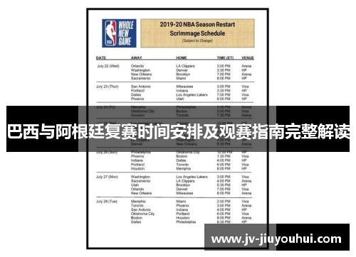 巴西与阿根廷复赛时间安排及观赛指南完整解读