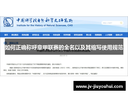 如何正确称呼意甲联赛的全名以及其缩写使用规范